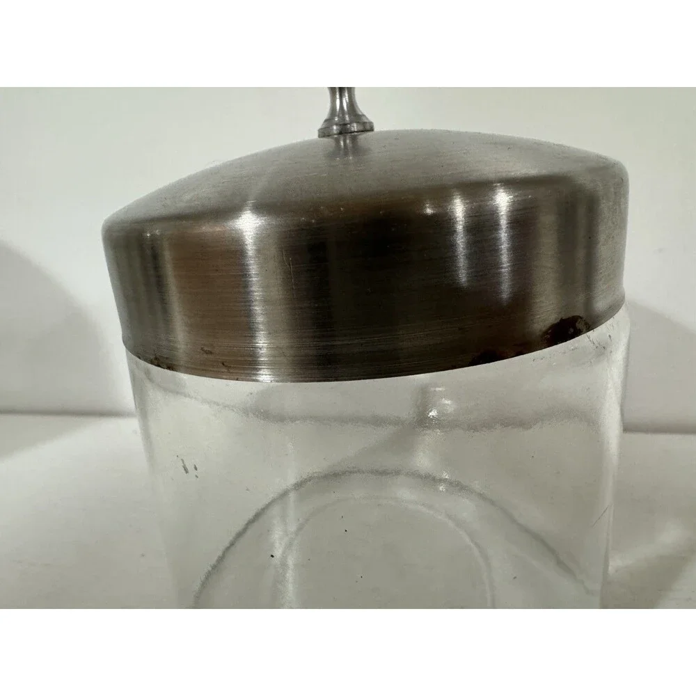 VTG Glass Profex Medical Jar 5”x4” Clear w/Lid Doctor Dentist Memorabilia